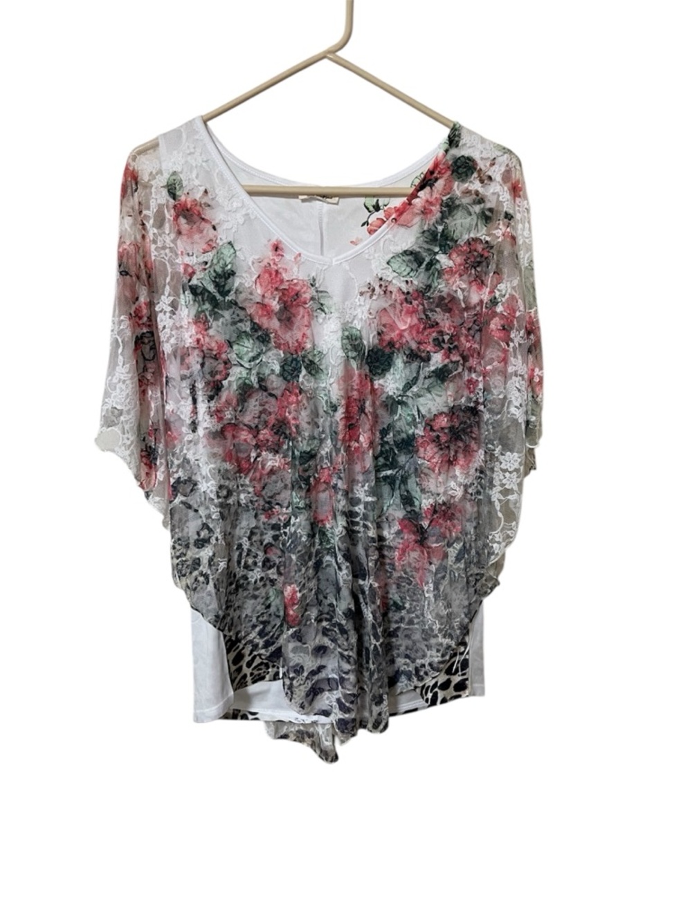 Brittany Black Large Floral Lace Overlay Top Whimsy Fairy Feminine Built in Tank